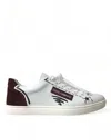 DOLCE & GABBANA WHITE BORDEAUX LEATHER LOGO LOW TOP SNEAKERS SHOES