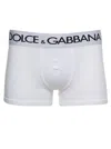 DOLCE & GABBANA WHITE BOXER BRIEFS WITH BRANDED WAISTBAND IN STRETCH COTTON MAN