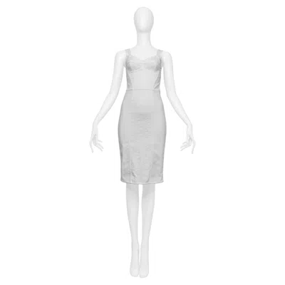 Pre-owned Dolce & Gabbana White Bra Dress With Lace Insets
