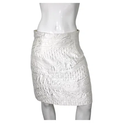 Pre-owned Dolce & Gabbana White Brocade Mini Skirt