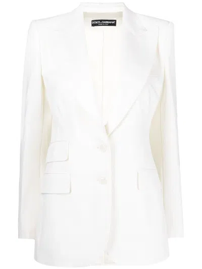 Dolce & Gabbana White Button Down Blazer For Women From Ss24 Collection