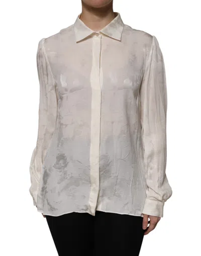 Pre-owned Dolce & Gabbana White Button Down Long Sleeves Blouse Women's Top ()