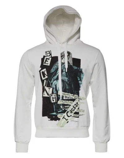 Pre-owned Dolce & Gabbana White Caesar Cotton Hooded Pullover Men's Sweater ()
