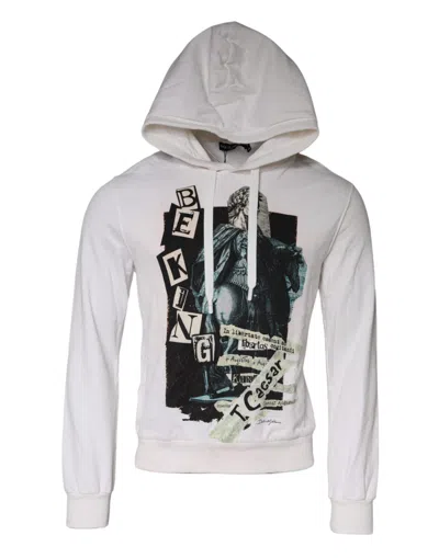Pre-owned Dolce & Gabbana White Caesar Cotton Hooded Pullover Men's Sweater ()