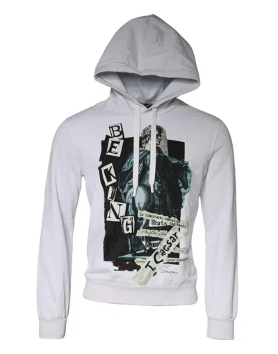 Pre-owned Dolce & Gabbana White Caesar Cotton Hooded Pullover Men's Sweater ()