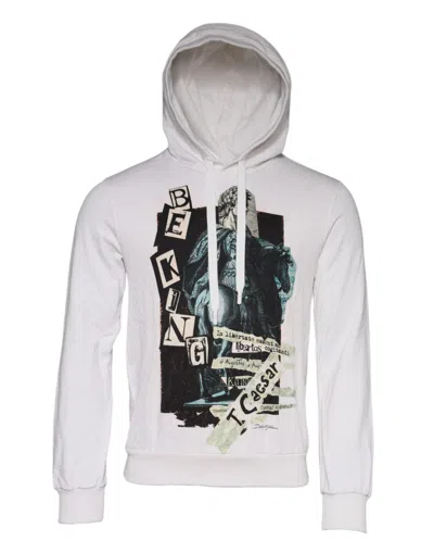 Pre-owned Dolce & Gabbana White Caesar Cotton Hooded Pullover Men's Sweater ()