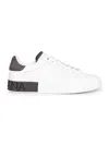 Dolce & Gabbana Men White Calf Leather Portofino Sneakers In Neutral
