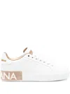 Dolce & Gabbana Women White Nappa Leather Portofino Sneakers In Gold