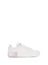 Dolce & Gabbana Portofino Leather Sneakers In White And Pink In White