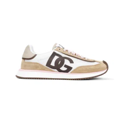 Dolce & Gabbana White Calf Leather Sneakers. Brown Calf Leather Sneakers In Neutrals