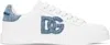 Dolce & Gabbana White Low-top Sneakers With Logo And Blue Tongue In White