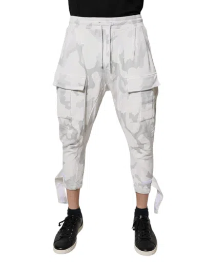 Pre-owned Dolce & Gabbana White Camouflage Cargo Jogger Sweatmen's Men's Pants ()