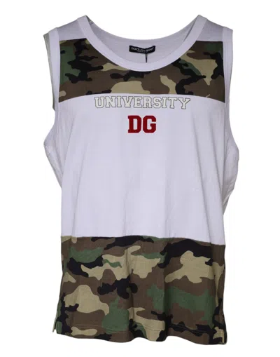 Pre-owned Dolce & Gabbana White Camouflage Tank Sleeveless Men's T-shirt ()