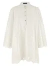 Dolce & Gabbana Sleeve Puff Embroidery Floral Hem Scalloped In White