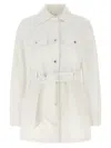 Dolce & Gabbana Jacket With Belted Waist And Chest Pockets In White