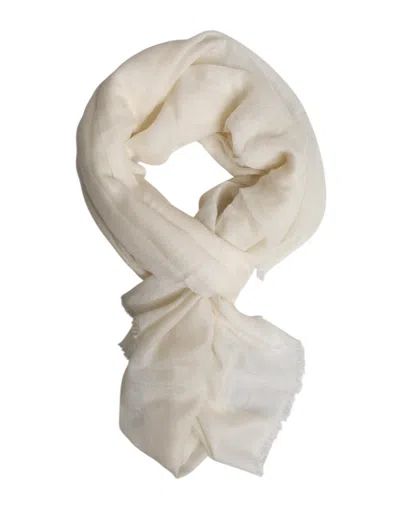 Pre-owned Dolce & Gabbana White Cashmere Neck Warmer Wrap Shawl Men's Scarf ()