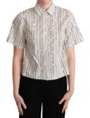 Dolce & Gabbana White Circles Dots Collared Button Up Shirt In White