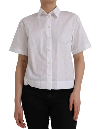 Dolce & Gabbana White Collared Short Sleeve Polo Shirt Women's Top