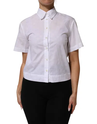 Dolce & Gabbana White Collared Short Sleeve Polo Shirt Women's Top