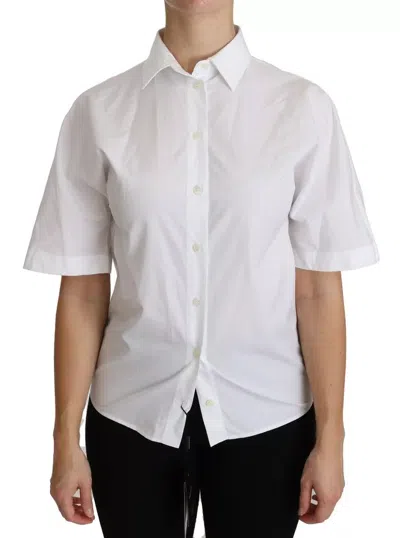 Pre-owned Dolce & Gabbana White Collared Short Sleeve Polo Shirt Women's Top ()