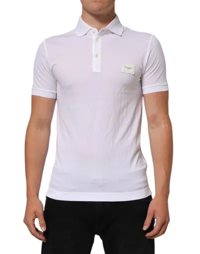Pre-owned Dolce & Gabbana White Collared Short Sleeves Polo Men's T-shirt ()