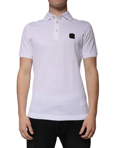 Pre-owned Dolce & Gabbana White Collared Short Sleeves Polo Men's T-shirt ()