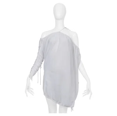 Pre-owned Dolce & Gabbana White Cotton Asymmetrical Drawstring Top With Ties 2003