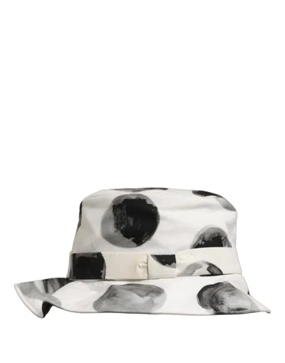 Dolce & Gabbana White Cotton Big Polka Dot Pattern Bucket Women's Hat