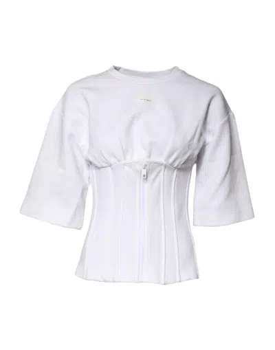 Pre-owned Dolce & Gabbana White Cotton Blend 3/4 Sleeves Blouse Women's Top ()
