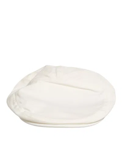 Dolce & Gabbana White Cotton Blend Leather Trim Flat Men Cap Hat In Yellow