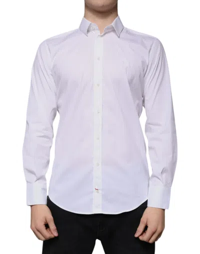 DOLCE & GABBANA DOLCE & GABBANA WHITE COTTON BLEND MEN MARTINI DRESS MEN'S SHIRT