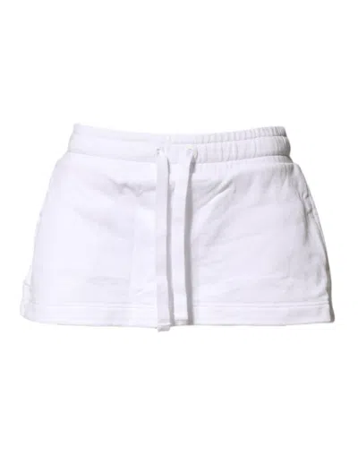 Dolce & Gabbana Cotton Blend A-line Mini Skirt In White