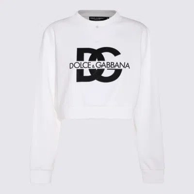 Dolce & Gabbana Dg Logo Rolled-neck Crop Sweatshirt In White