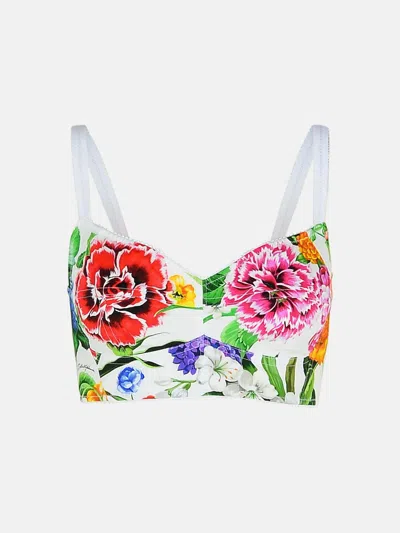 DOLCE & GABBANA WHITE COTTON BLEND TOP