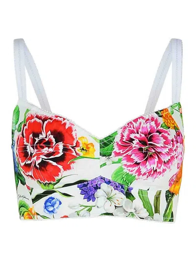 DOLCE & GABBANA WHITE COTTON BLEND TOP