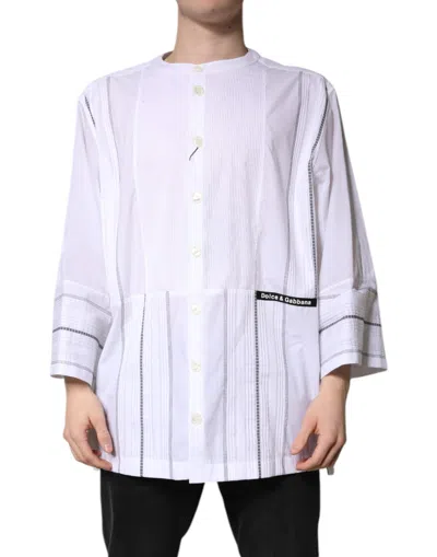 Pre-owned Dolce & Gabbana White Cotton Button Down Long Sleeves Men's Shirt ()