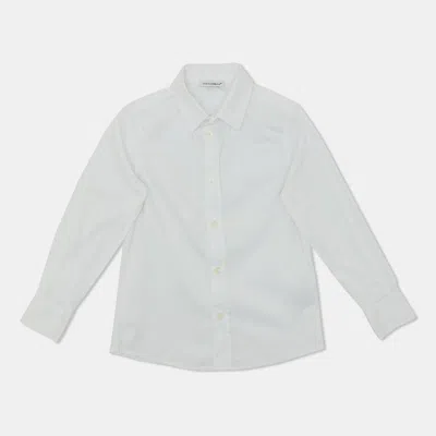 Pre-owned Dolce & Gabbana White Cotton Button Front Shirt 4 Yrs