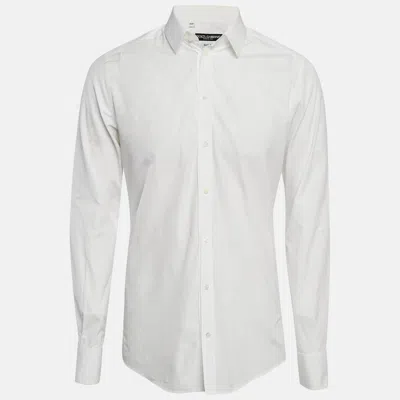 Pre-owned Dolce & Gabbana White Cotton Button Front Shirt L