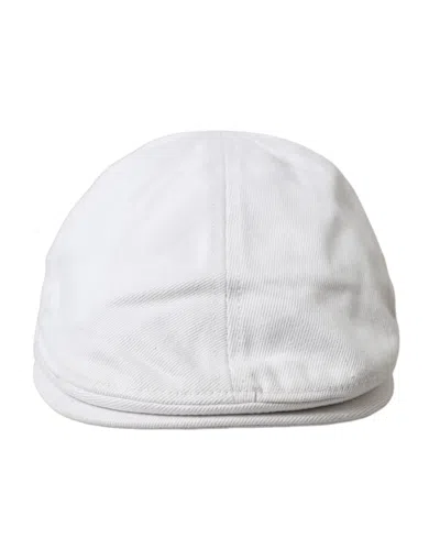 Dolce & Gabbana White Cotton Cloth Newsboy Hat Men's Men