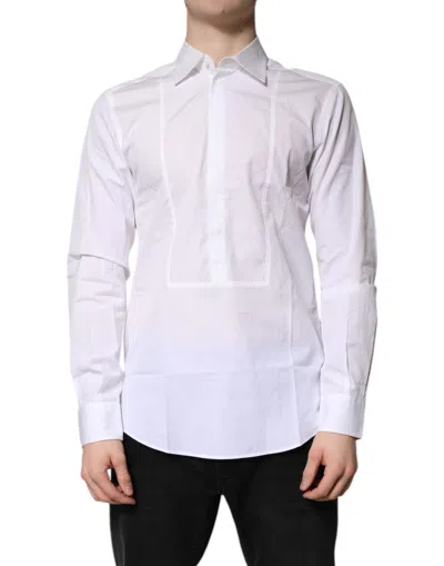 Pre-owned Dolce & Gabbana White Cotton Collared Dress Formal Men's Shirt ()