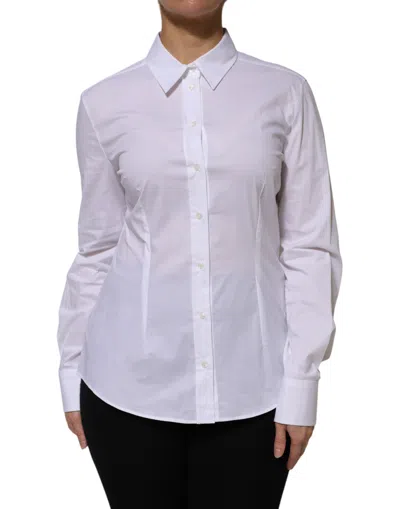 Dolce & Gabbana White Cotton Collared Long Sleeves Shirt Women's Top