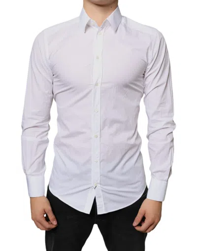 Pre-owned Dolce & Gabbana White Cotton Collared Men Formal Dress Men's Shirt ()