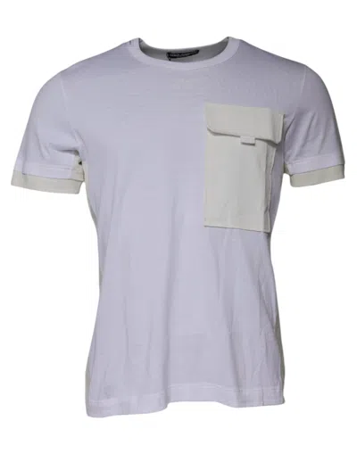 Dolce & Gabbana White Cotton Crew Neck Short Sleeves Men's T-shirt