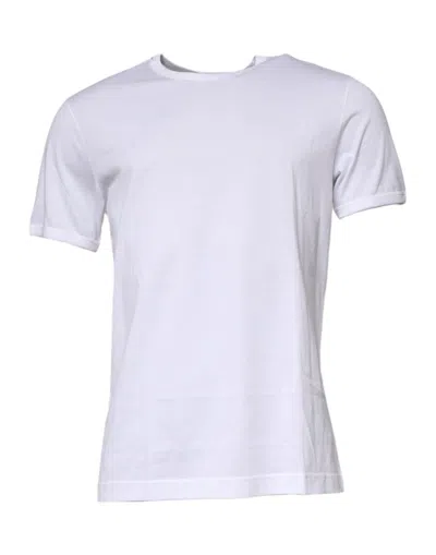 Dolce & Gabbana White Cotton Crew Neck Short Sleeves T-shirt In Black