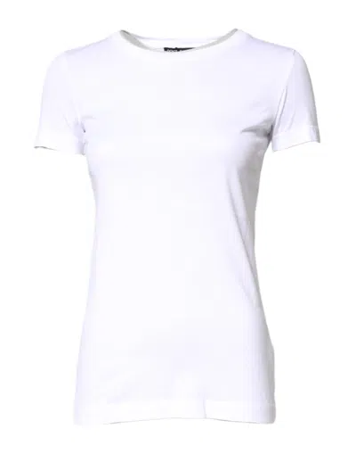Dolce & Gabbana White Cotton Crew Neck Short Sleeves T-shirt