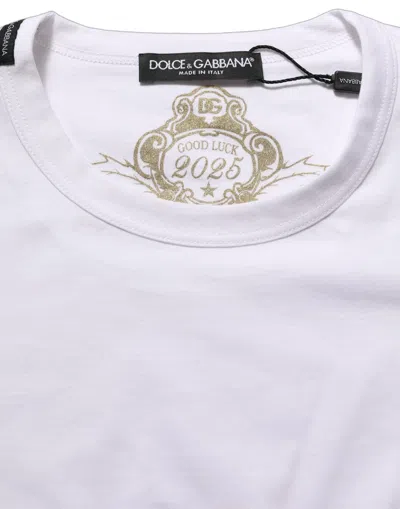 Dolce & Gabbana White Cotton Crew Neck Short Sleeves T-shirt In Gray