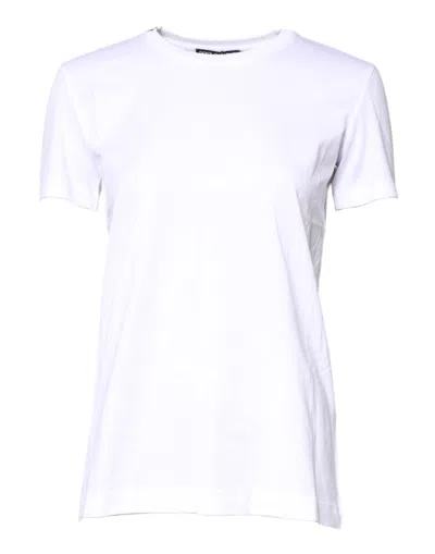 Pre-owned Dolce & Gabbana White Cotton Crew Neck Short Sleeves Women's T-shirt ()