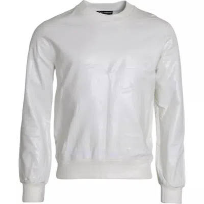 Pre-owned Dolce & Gabbana White Cotton Crew Neck Sweatshirt Men's Sweater ()