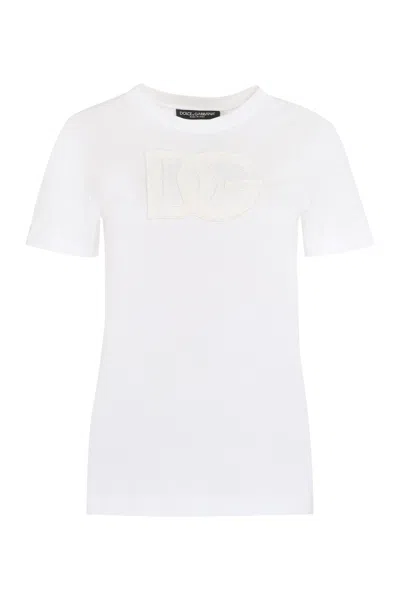 Dolce & Gabbana White Cotton Crew-neck T-shirt For Women