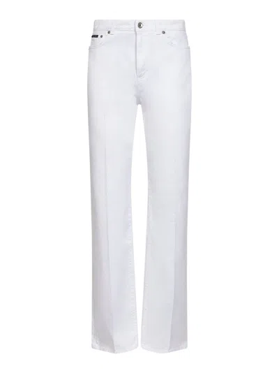 Dolce & Gabbana White Cotton Denim Flared Jeans